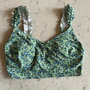 Aerie Blue/Green Floral Bathing Suit Top Size Medium